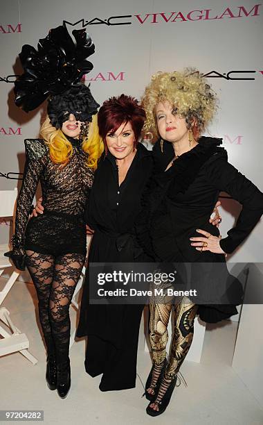 Lady Gaga, Sharon Osbourne and Cyndi Lauper attend the MAC VIVA GLAM launch hosted by Sharon Osbourne to promote MAC's latest fundraising range with...