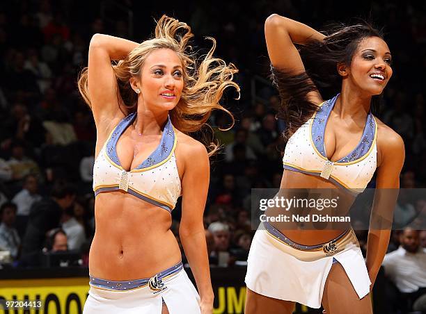 The Washington Wizard Girls dance team perform during the game against the Chicago Bulls on February 22, 2010 at the Verizon Center in Washington,...