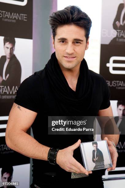 Spanish singer David Bustamante presents his new album 'A Contracorriente' at Fundacion Canal on March 1, 2010 in Madrid, Spain.