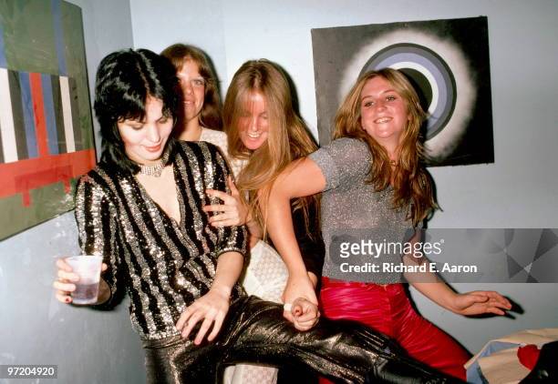 The Runaways posed backstage at CBGB's club in New York on August 02 1976 L-R Joan Jett, Jackie Fox, Lita Ford, Sandy West