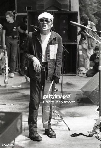 Ian Dury with The Blockheads performs live on stage at PinkPop festival, Geleen, Netherlands on JUNE 08 1981