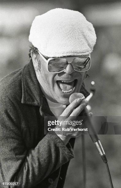 Ian Dury with The Blockheads performs live on stage at PinkPop festival, Geleen, Netherlands on JUNE 08 1981