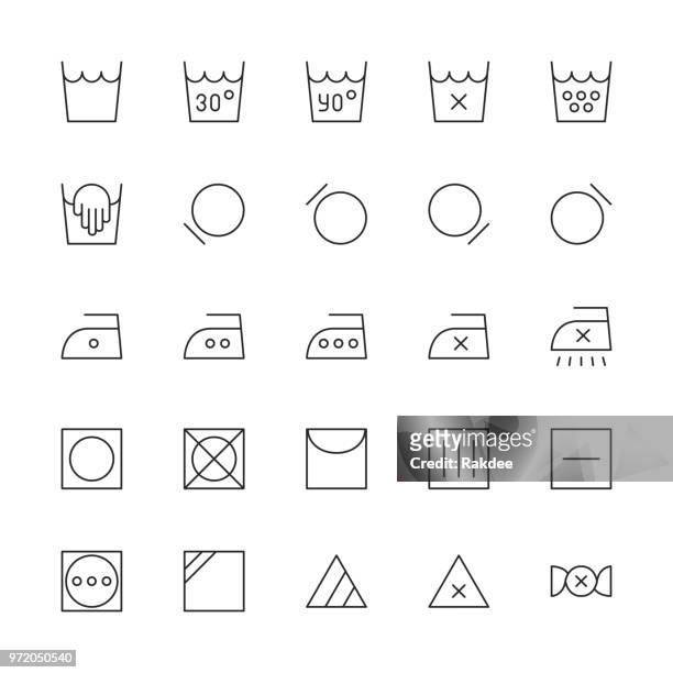 wäscherei zeichen symbol - thin line serie - iron appliance stock-grafiken, -clipart, -cartoons und -symbole