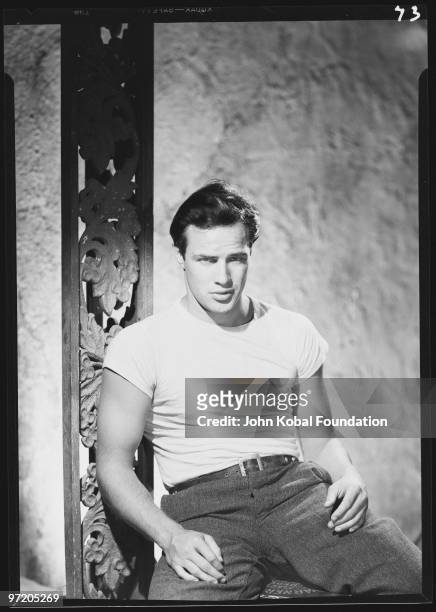American actor Marlon Brando in character as Stanley Kowalski in the film 'A Streetcar Named Desire', directed by Elia Kazan, 1950.