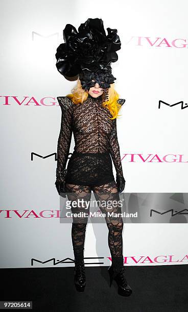 Lady Gaga attends MAC VIVA GLAM launch photocall on March 1, 2010 in London, England.