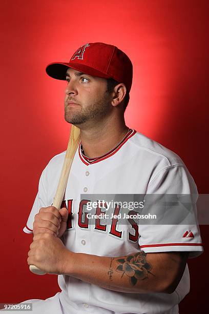 Mike Napoli of the Los Angeles Angels of Anaheim poses during media photo day at Tempe Diablo Stadium on February 25, 2010 in Tempe, Arizona.