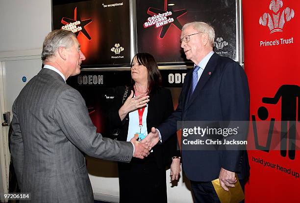 Prince Charles, Prince of Wales meets Sir Michael Caine at the Prince's Trust Celebrate Success Award at Odeon Leicester Square on March 1, 2010 in...