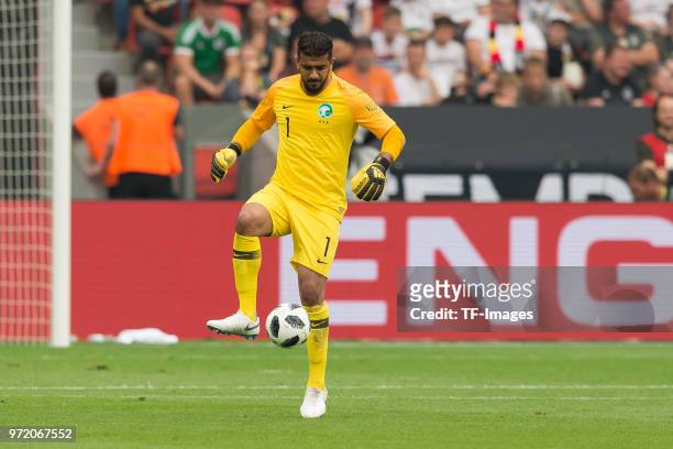 Abdullah Al-Muaiouf of Saudi Arabia in action during the international friendly match between Germany and Saudi Arabia at BayArena on June 8, 2018 in...