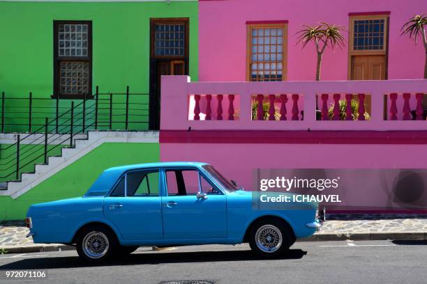 the blue car capetown - kaapstad stock-fotos und bilder