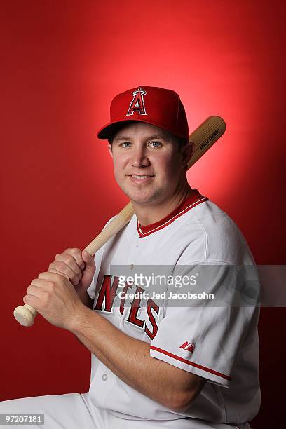 Robb Quinlan of the Los Angeles Angels of Anaheim poses during media photo day at Tempe Diablo Stadium on February 25, 2010 in Tempe, Arizona.