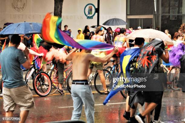 Philadelphia celebrates the 30th Anniversary of Pride Day, celebrating the LGTBQ community, in spite of rain in Philadelphia on June 10, 2018.