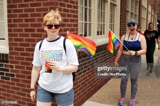 Philadelphia celebrates the 30th Anniversary of Pride Day, celebrating the LGTBQ community, in spite of rain in Philadelphia on June 10, 2018.