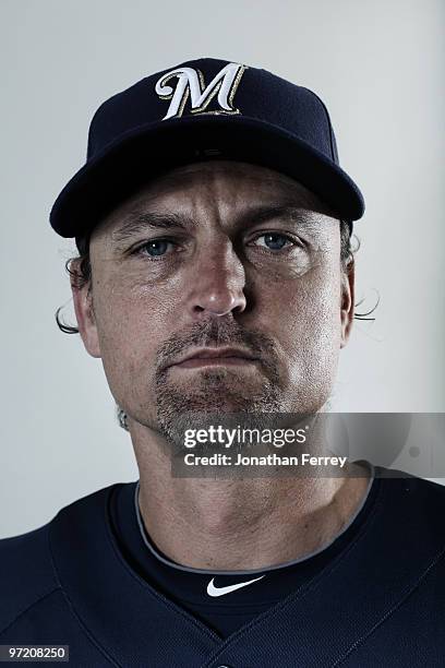 Trevor Hoffman poses for a portrait during the Milwaukee Brewers Photo Day at the Maryvale Baseball Park on March 1, 2010 in Maryvale, Arizona.