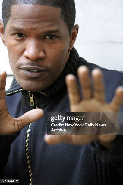 Actor Jamie Foxx at the Four Seasons Hotel on E. 57th St. He plays Ray Charles in the upcoming biopic "Ray."