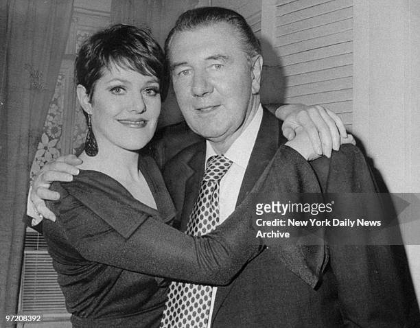 Actor Michael Redgrave with his daughter Lynn at the Brooks Atkinson Theater.