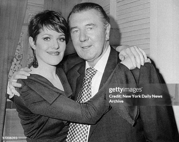 Actor Michael Redgrave with his daughter, Lynn, at the Brooks Atkinson Theatre.