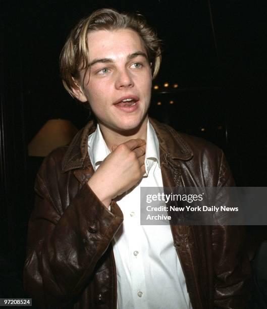 Actor Leonardo DiCaprio arrives at party to promote the movie "Total Eclipse" at National Arts Club. He stars in the film.