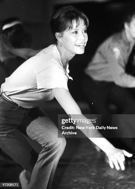 Actress Mary Tyler Moore during a dance rehearsal in Lincoln Center.