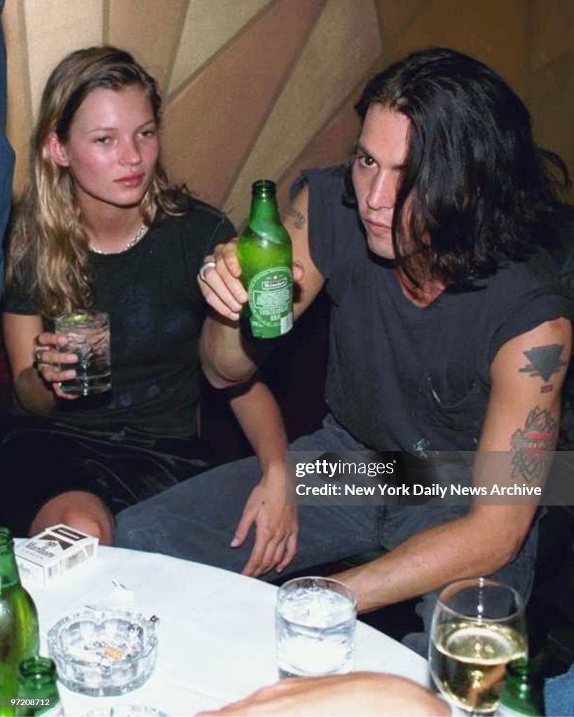 Actor Johnny Depp and girlfriend supermodel Kate Moss, at th