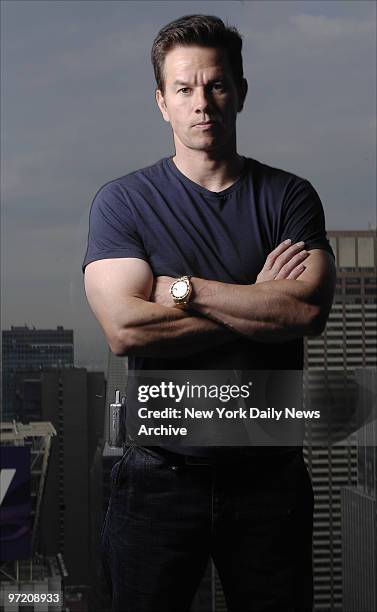 Actor Mark Wahlberg photographed at Paramount Pictures Corporation offices in Manhattan. Walhberg's stars in the movie "Shooter".