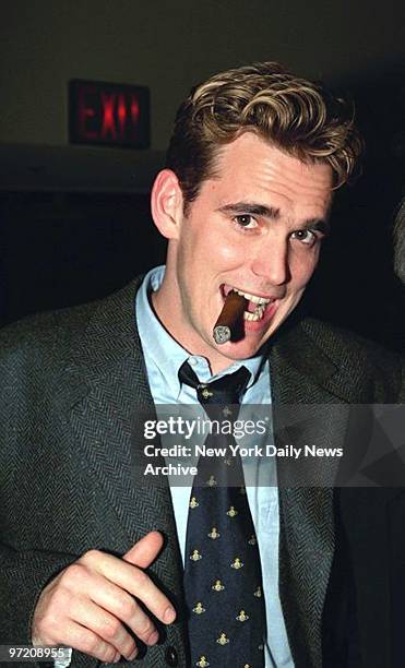 Actor Matt Dillon is puffing at The Big Smoke, hosted by Cigar Aficionado magazine.