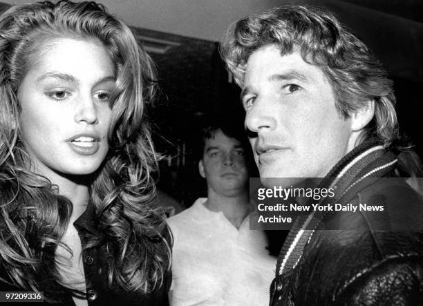 Actor Richard Gere arrives at Hard Rock Cafe with model friend Cindy Crawford for premiere party of his new movie "Miles from Home." Flick features...