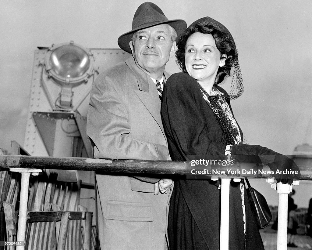 Actor Ronald Colman and his wife on Cunarder Queen Elizabeth