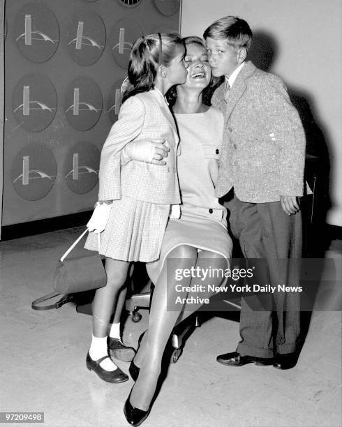 Actress Lauren Bacall receives a lot of notice from her daughter, Leslie and son, Steven at International Airport. They arrived from Paris. Lauren...