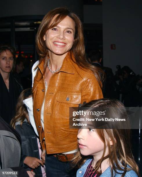 Actress Lena Olin and daughter Tora arrive at Loews Lincoln Square theater on Broadway for a private screening of the movie "Mean Girls."