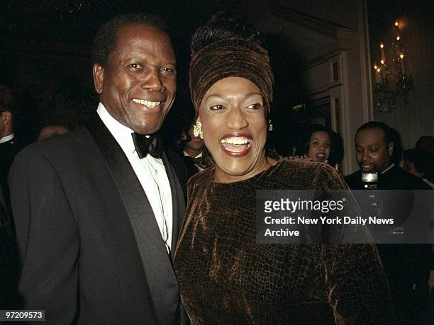 Actor Sidney Poitier and singer Jessye Norman get together at the 11th annual Black History Makers Awards Dinner at the Waldorf-Astoria.