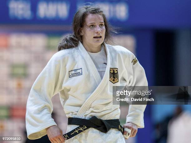 Under 23 European champion, Anna Maria Wagner Leaves the mat after defeating Karen Stevenson of of the Netherlands by a wazari in extra time to win...
