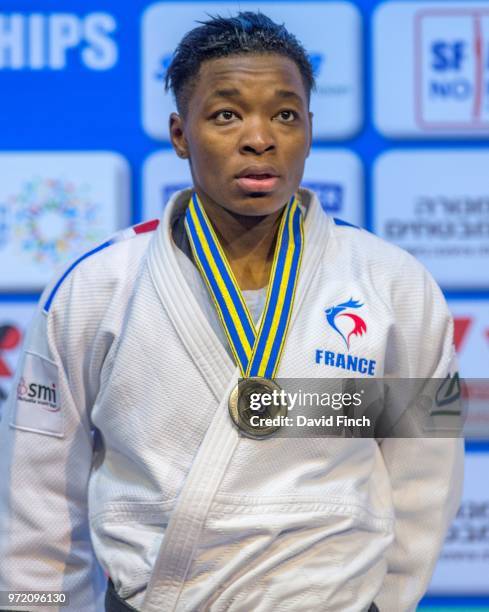 Under 78kg silver medallist and former World champion, Audrey Tcheumeo of France, during day three of the 2018 Tel Aviv European Judo Championships...