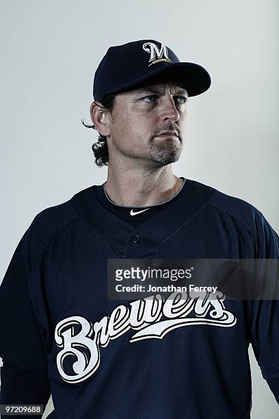 Trevor Hoffman poses for a portrait during the Milwaukee Brewers Photo Day at the Maryvale Baseball Park on March 1, 2010 in Maryvale, Arizona.