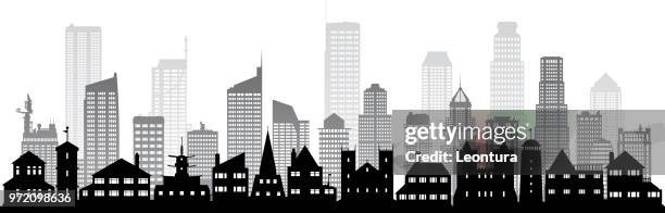 city (all buildings are complete and moveable) - generic location stock illustrations