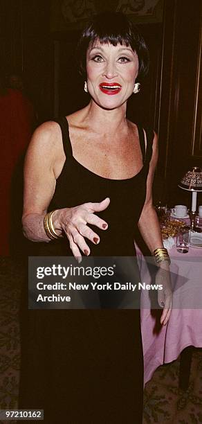 Actress Chita Rivera is on hand for the Drama League Winter Gala at the Pierre Hotel.