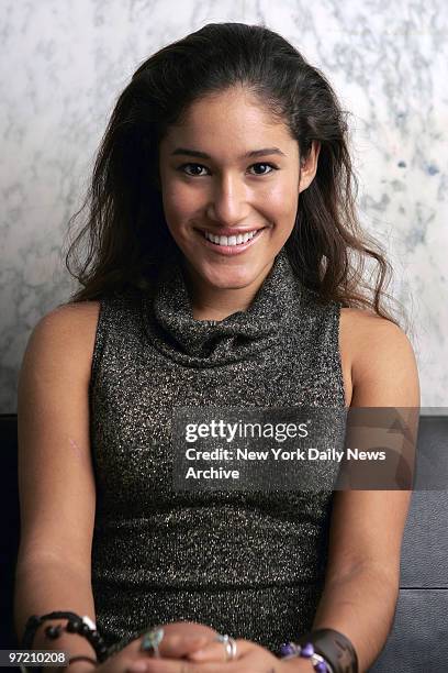 Actress Q'orianka Kilcher who plays the American Indian princess Pocahontas in the upcoming epic adventure "The New World," relaxes at United Nations...