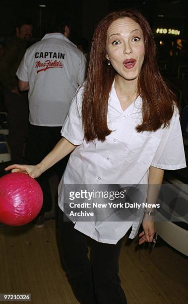 Actress Amy Yasbeck is about to sample life in the fast lane at the Second Stage All-Star Bowling Classic at Leisure Time Recreation Bowling Center...
