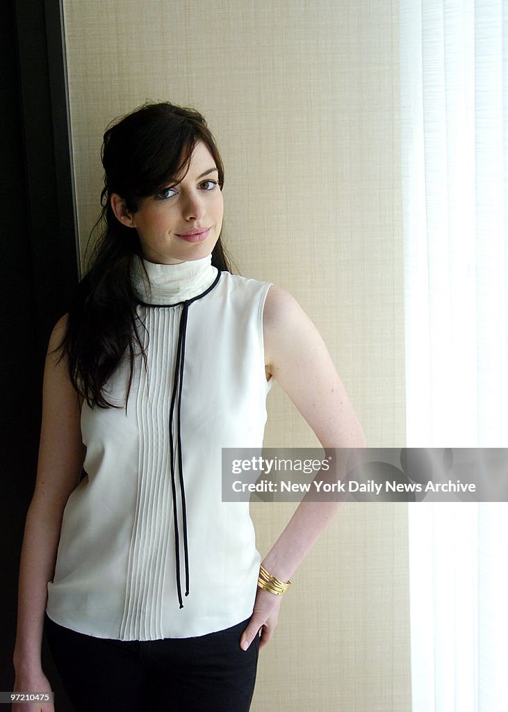 Actress Anne Hathaway, 23, spends time at the Mandarin Orien