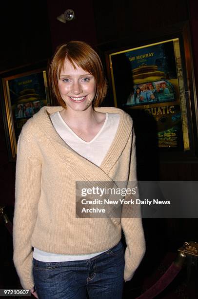 Actress Bryce Dallas Howard is on hand at the Ziegfeld Theater for the world premiere of "The Life Aquatic With Steve Zissou."
