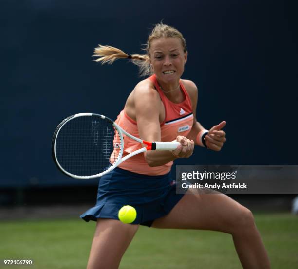 Anett Kontaveit of Estonia competes in her women's singles match against Veronika Kudermetova of Russia during day two of the 2018 Libema Open on...