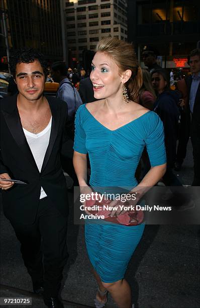 Actress Claire Danes and designer Zac Posen arrive at the Broadway Theatre in midtown for the opening night performance of the musical "Bombay...