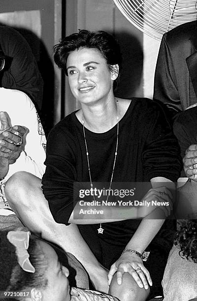 Actress Demi Moore at news conference where she was named national spokesperson for CityKids.