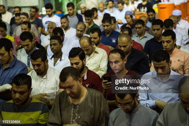 Muslims gather to pray during the Laylat Al Qadr at Amr ibn al-As Mosque in Cairo, Egypt, 11 June 2018. Muslims around the world celebrate the holy...