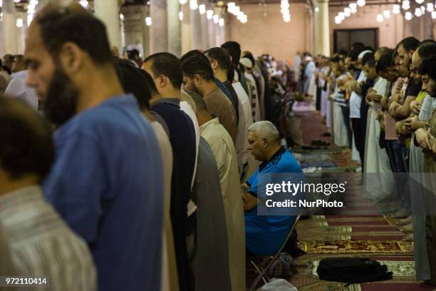 Muslims gather to pray during the Laylat Al Qadr at Amr ibn al-As Mosque in Cairo, Egypt, 11 June 2018. Muslims around the world celebrate the holy...