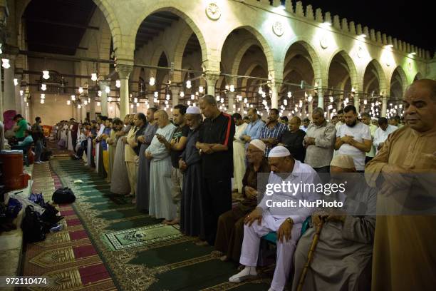 Muslims gather to pray during the Laylat Al Qadr at Amr ibn al-As Mosque in Cairo, Egypt, 11 June 2018. Muslims around the world celebrate the holy...