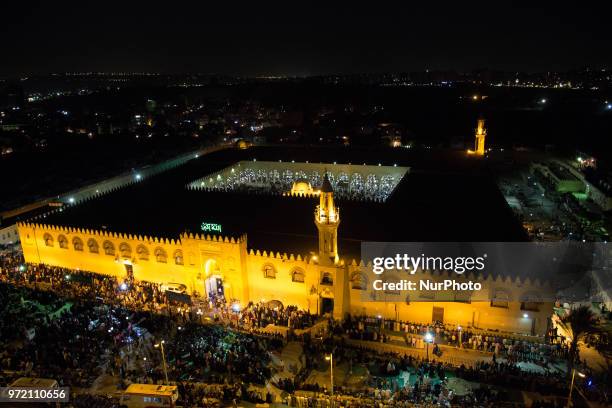 Muslims gather to pray during the Laylat Al Qadr at Amr ibn al-As Mosque in Cairo, Egypt, 11 June 2018. Muslims around the world celebrate the holy...