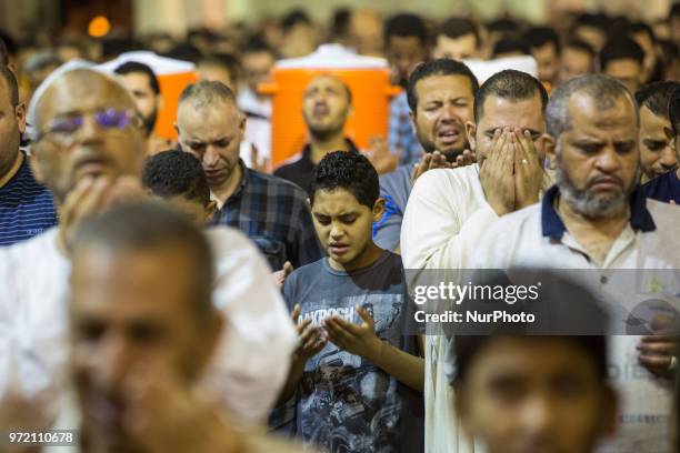 Muslims gather to pray during the Laylat Al Qadr at Amr ibn al-As Mosque in Cairo, Egypt, 11 June 2018. Muslims around the world celebrate the holy...