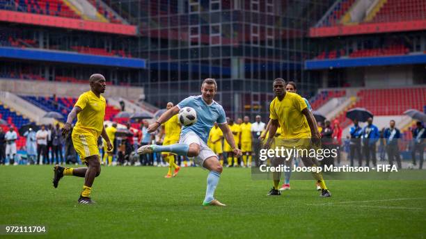 Ryan Nelsen of OFC shoots during the FIFA Congress Delegation Football Tournament at CSKA Arena during the on June 12, 2018 in Moscow, Russia.