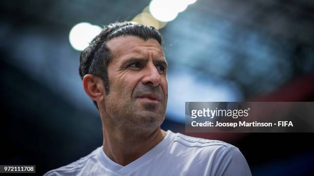 Luis Figo of UEFA looks on during the FIFA Congress Delegation Football Tournament at CSKA Arena during the on June 12, 2018 in Moscow, Russia.