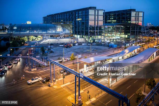 The Berlin Central Station is pictured during blue hour on May 29, 2018 in Berlin, Germany.